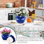 2 Sets African Violet Pots 7.5 Inch Self Watering Pot for Indoor Ceramic Self Watering Planter for Flower Lovers Ideal Plant Pot Thriving Flower Maintenance