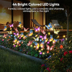 Solar Lights Outdoor Garden Decor: 4 Pack 68 Silk Butterflies with 88 Color-Changing LEDs - Auto On/Off 12H Magical Lighting IP65 Waterproof for Yard Patio Pathway - Unique Gifts for Mom Grandma