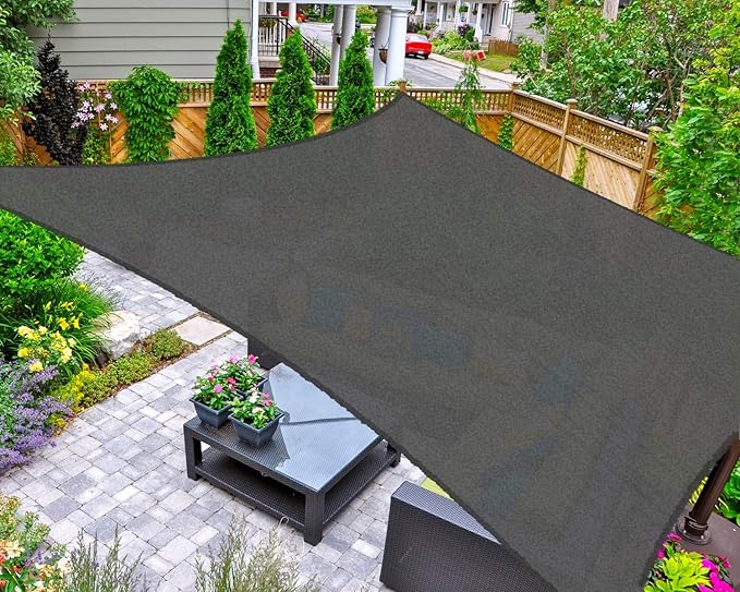 AsterOutdoor Sun Shade Sail Rectangle 16' x 20' UV Block Canopy for Patio Backyard Lawn Garden Outdoor Activities, Graphite