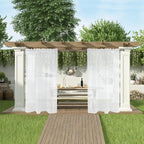 SpaceDresser Waterproof Outdoor Sheer Curtains for Patio - 2 Panels Rod Pocket Indoor Voile Sheer Curtain for Living Room,100W x 120L inch, White