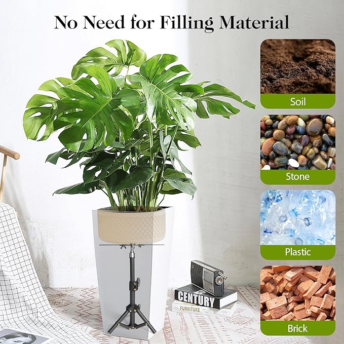 AZEAM Adjustable Plant Risers for Inside Pots, 2 PCS Planter Inserts Fillers for Large Flower Pots, Height Planter Lifter Stand for Outdoor Indoor Plants, 13"- 24" Raise with 4"-12" Top Support