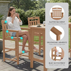 Ciokea Outdoor Bar Height Table Set of 5, 60" Extra Long Rectangle High Top Table and 4 Oversized Adirondack Chairs Set, Heavy-Duty All-Weather HDPE Patio Bar Set for Backyard Balcony Deck, Teak