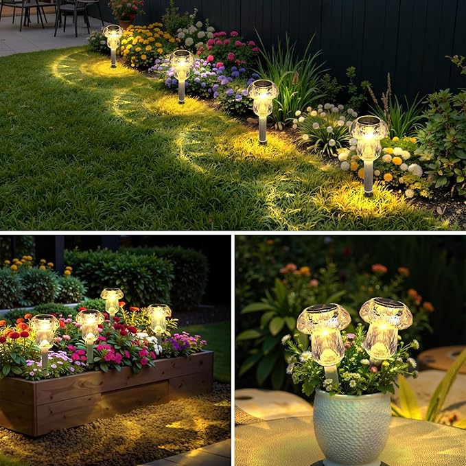 Mancra Solar Pathway Lights Outdoor, 16 Pack Dusk to Dawn Solar Lights Outdoor Waterproof Landscape Lighting for Yard, Walkway, Garden Decorations, Warm White
