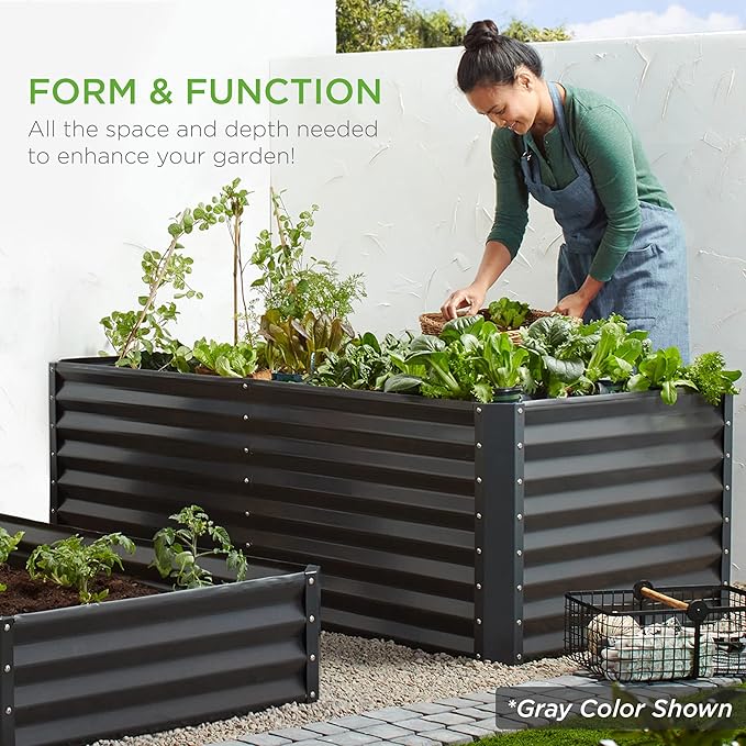 Best Choice Products 6x3x2ft Outdoor Metal Raised Garden Bed, Deep Root Box Planter for Vegetables, Flowers, Herbs, 269 Gallon Capacity, 100% Non Toxic Materials - Navy