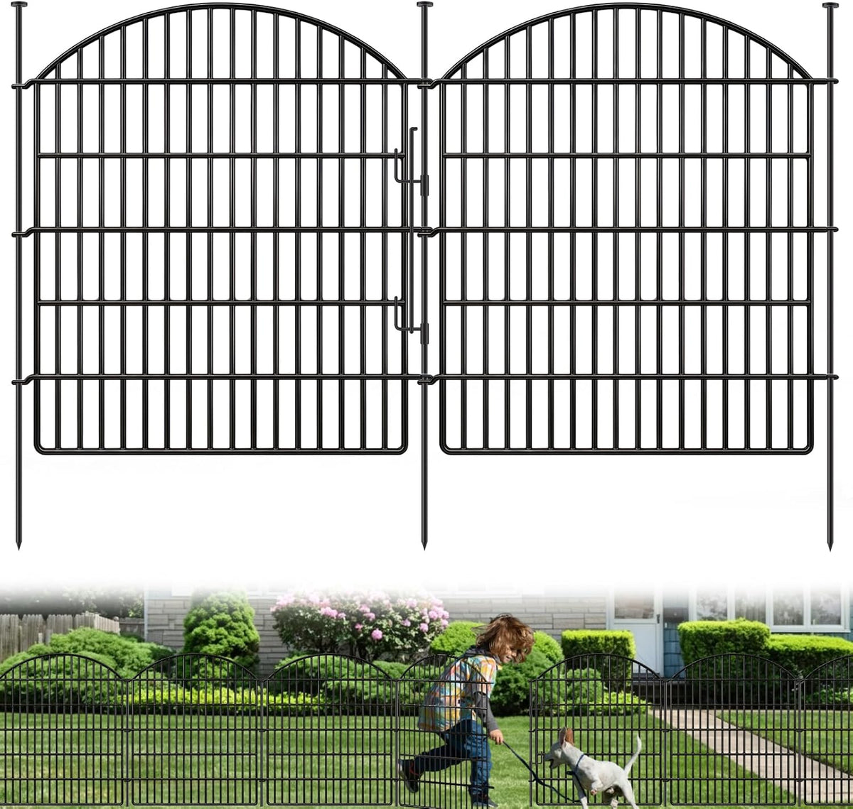 10 panels garden fence animal barrier with lock, main product view