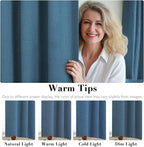 H.VERSAILTEX 100% Blackout Curtains for Bedroom Thermal Insulated Linen Textured Curtains Heat and Full Light Blocking Drapes Living Room Curtains 2 Panel Sets, Blue Sapphire, 42x63 Inch