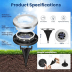 GIGALUMI Solar Ground Lights - No-Drill Fence Lighting Solution, Waterproof Perimeter Lights Compatible with Wood, Metal & Concrete Fences (16 Pack Warm White)