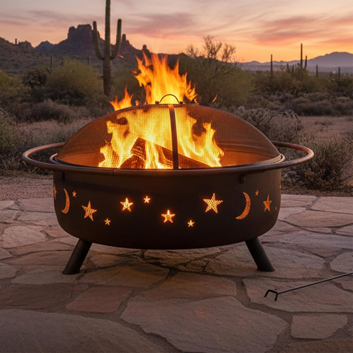 sunnydaze cosmic 42" large fire pit for outside, view 9