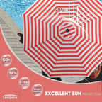 Tempera Patio Market Outdoor Table Umbrella with Auto Tilt and Crank, Large Sun Umbrella with Sturdy Pole & Fade Resistant Canopy, Easy to Set