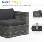 Wisteria Lane 5-Pieces Outdoor Patio Furniture Set, All Weather Wicker Rattan Sectional Sofa, Patio Conversation Set with Cushions & Glass Coffee Table for Backyard Porch Garden Balcony, Grey