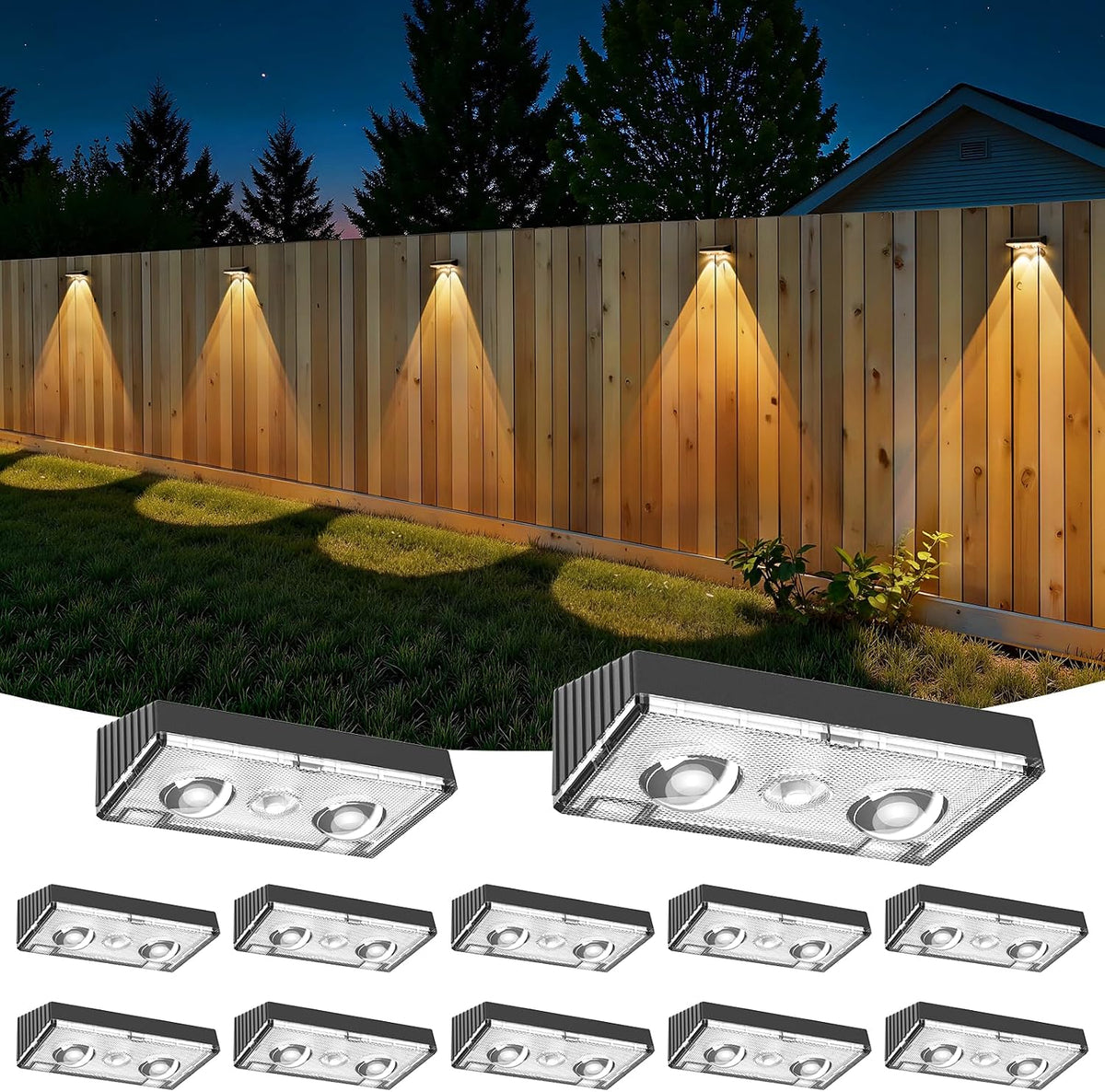 niorsun solar fence lights,12 pack deck light,led lights, main product view