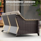 Joyside Patio Sofa - 3 Seater Rattan Sofa, All Weather High Back Sofa, Upgraded Large Size with 4inch Seat Cushions for Backyard, Garden, Poolside (Brown/Beige)