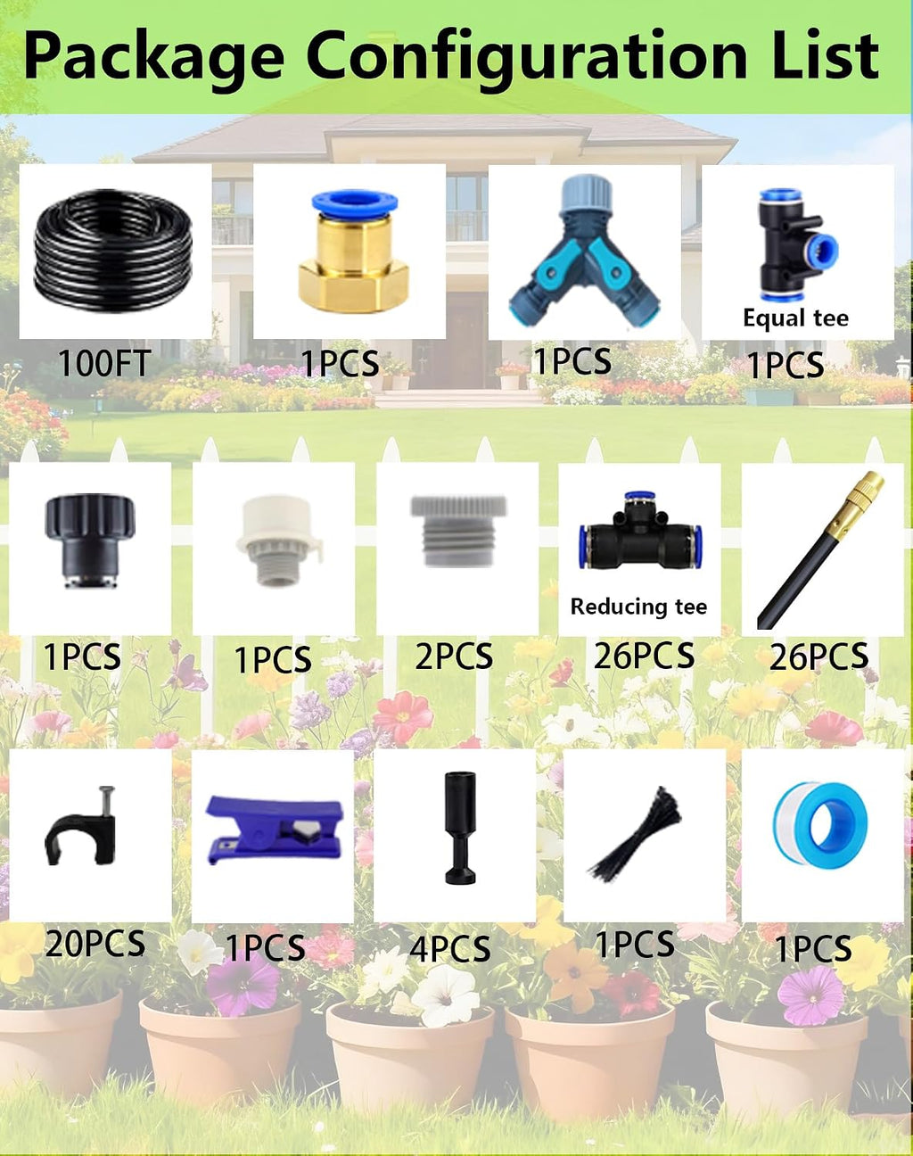 360° adjustable drip irrigation sprinkler kit – garden shown in use