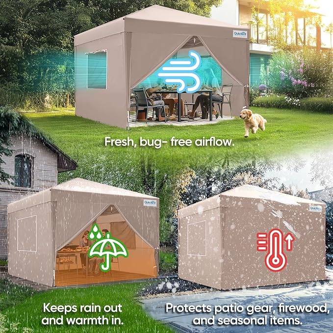 Quictent Privacy 10x10 Pop up Canopy Tent with Sidewalls and Roll-up Ventilated Windows, One Person Easy Setup, Outdoor Commercial Gazebo Shelter Enclosed Waterproof, Bonus 4 Sandbags