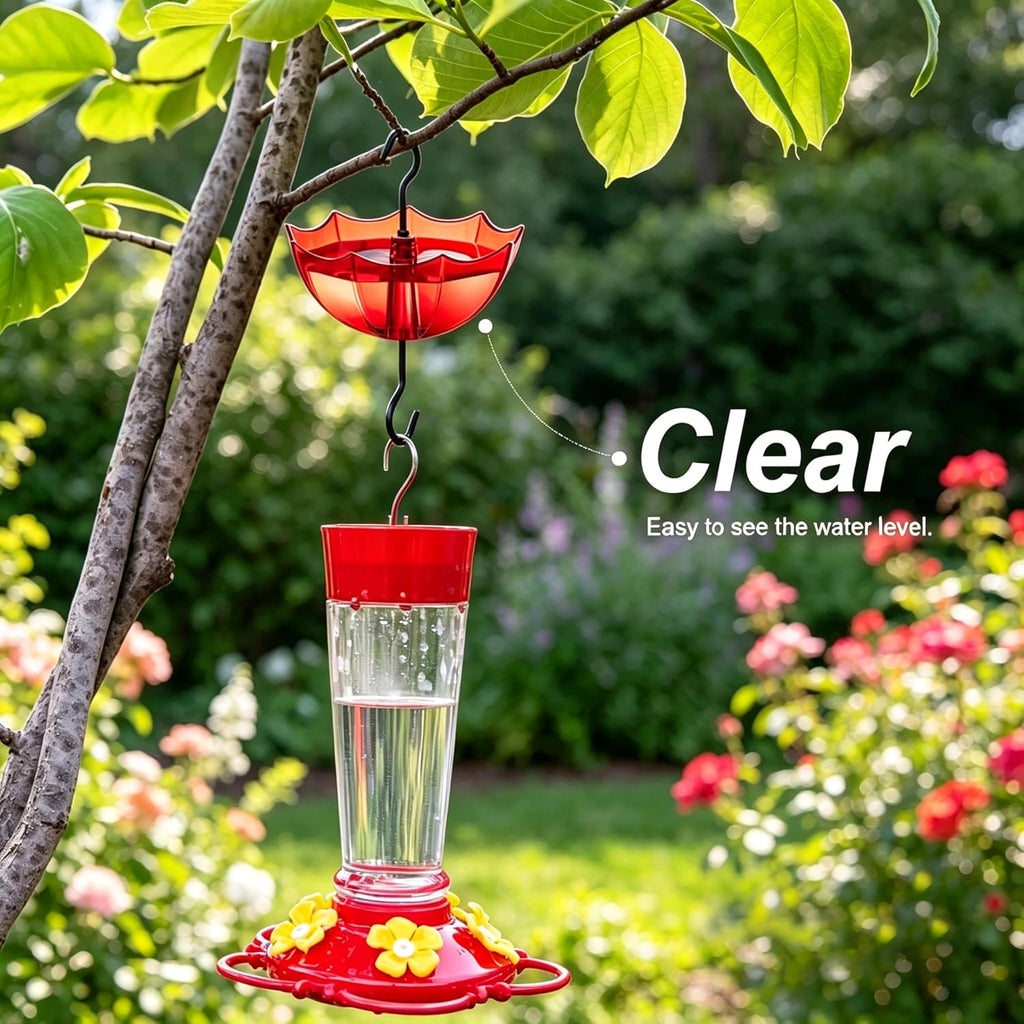 Ant Moat for Hummingbird & Oriole Feeders, 5 OZ x 2 Pack | 3.94 inch / 100 mm Diameter Red Umbrella Hanger Ant Guard with Large Capacity and Hooks