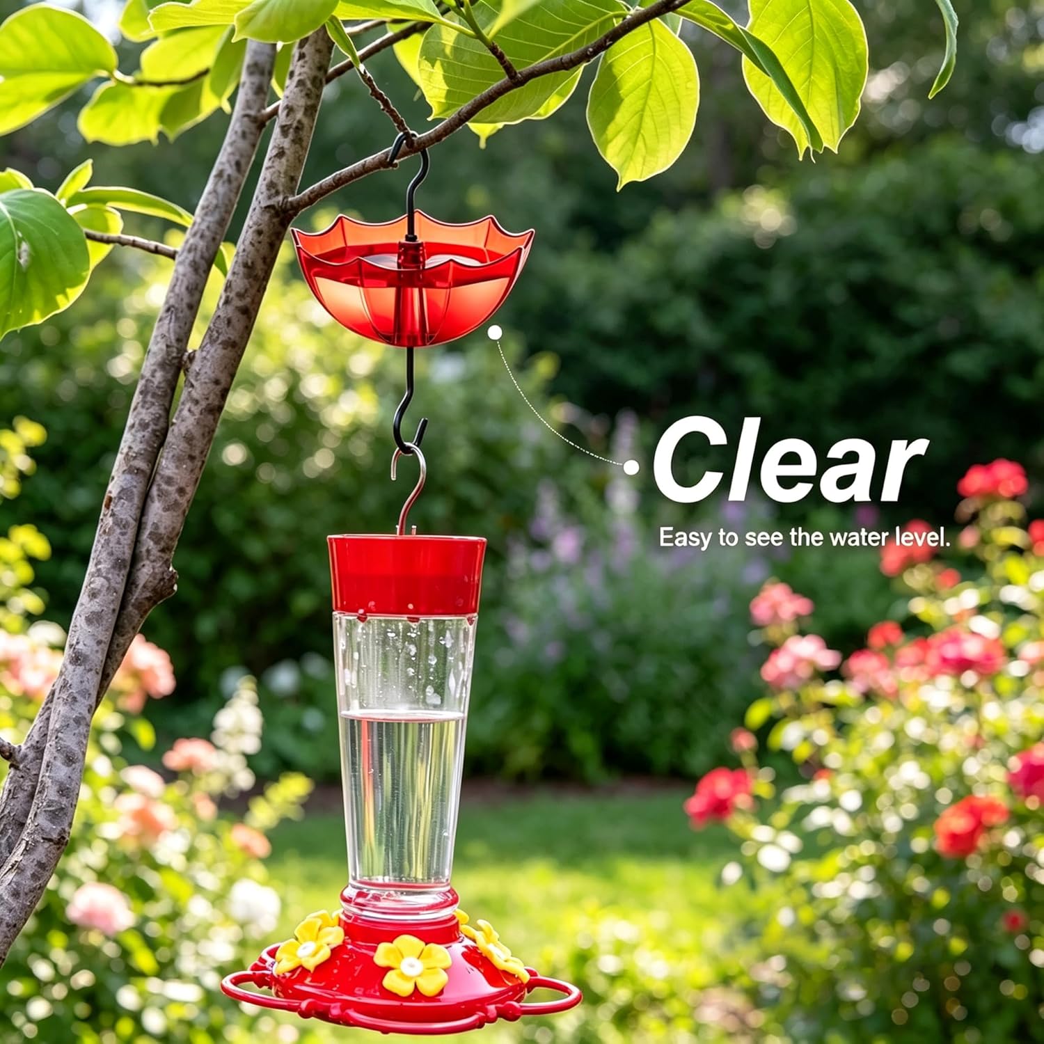 Ant Moat for Hummingbird & Oriole Feeders, 5 OZ x 2 Pack | 3.94 inch / 100 mm Diameter Red Umbrella Hanger Ant Guard with Large Capacity and Hooks