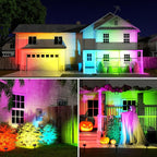 Fabrito Color Changing Solar Spot Lights Outdoor 10 Pack, [6+1 Lighting Modes] Auto On/Off RGB Spotlights, Waterproof Multicolor Landscape Lights for Garden, Tree, Halloween, Christmas