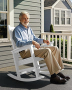 SERWALL Oversized Outdoor Rocking Chair Set of 4, HDPE Rocker for Adults, Patio Rocking Chairs for Porch, White