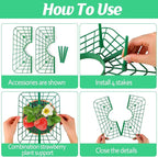 4 Sets Strawberry Plant Supports with Plant Protectors from Animals,Strawberry Growing Support Stakes with Mesh Plant Cover and Metal Garden Lawn Spikes Strawberry Planting Stand for Garden Vegetables
