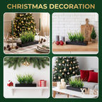 mygift artificial grass plant in rectangular wood planter, package contents