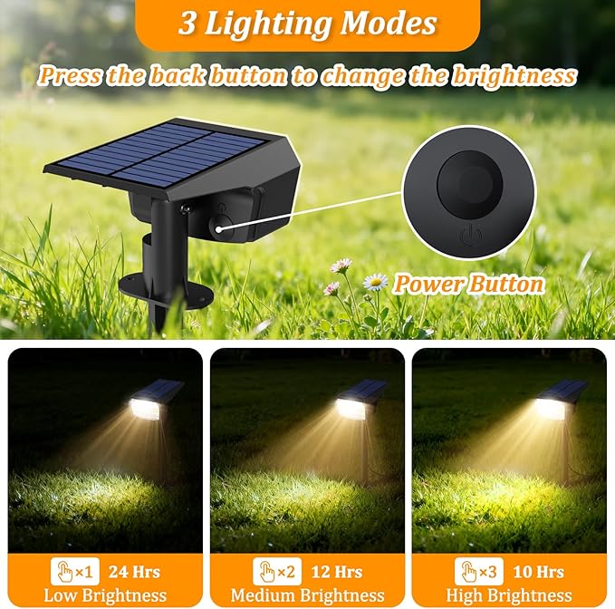 Sucolite 6-Pack Solar Spot Lights Outdoor Waterproof IP65, 3 Lighting Modes 2-in-1 Solar Landscape Spotlights for Yard, 59 LED Solar Powered Wall Lights for Garden Pathway Driveway Walkway, Warm White