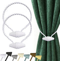 Hion Magnetic Curtain Tiebacks White 2pcs, Curtain Tiebacks Buckles Holdbacks Holders Hooks Clip for Home Bedroom Office Decorative Curtain