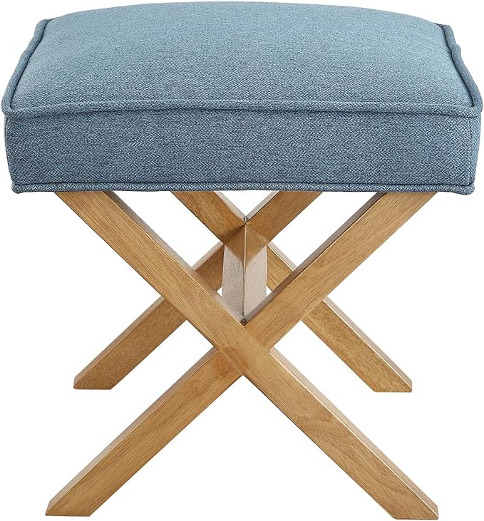 Amazon Brand – Rivet Mid-Century Modern X Stool Ottoman Chair, 20" W, Indigo - Amazon Vine