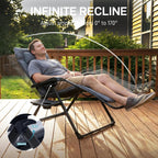 EVER ADVANCED Aluminum Zero Gravity Chair, 2.4" Padded, 350 lb Capacity | Oversized Reclining Lounge Chair with Adjustable Headrest and Side Table, Foldable for Camping, Patio, Lawn and Indoor Use
