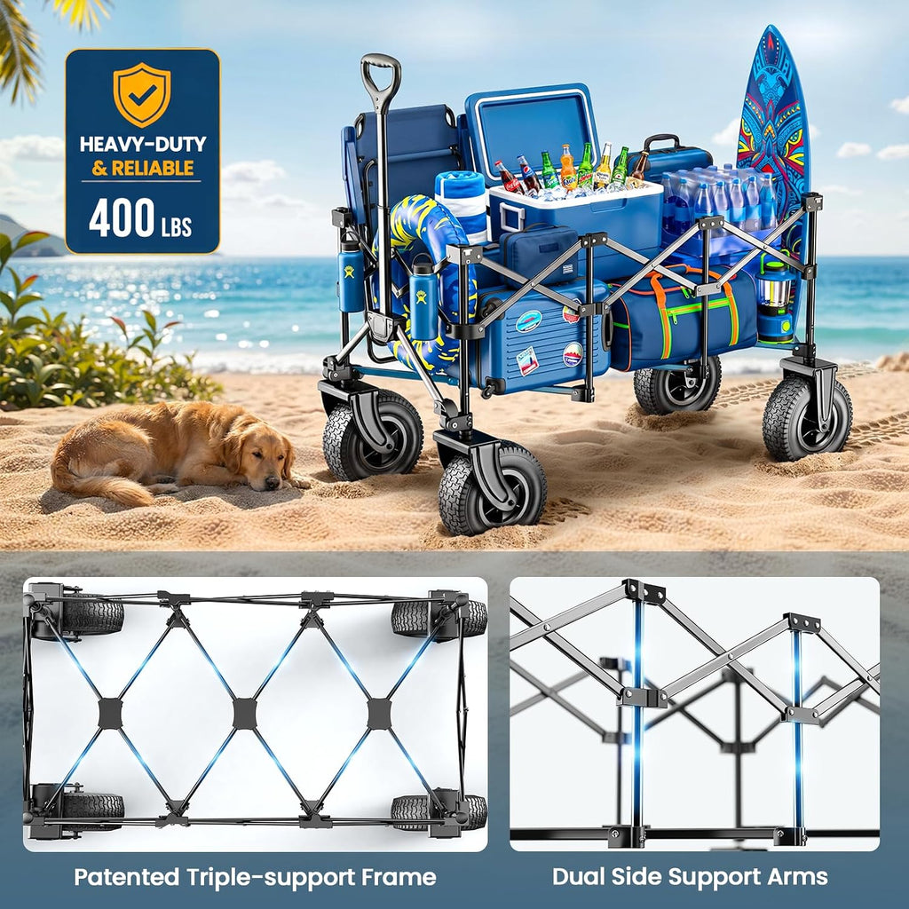 220l all-terrain heavy duty folding wagon with 10", package contents
