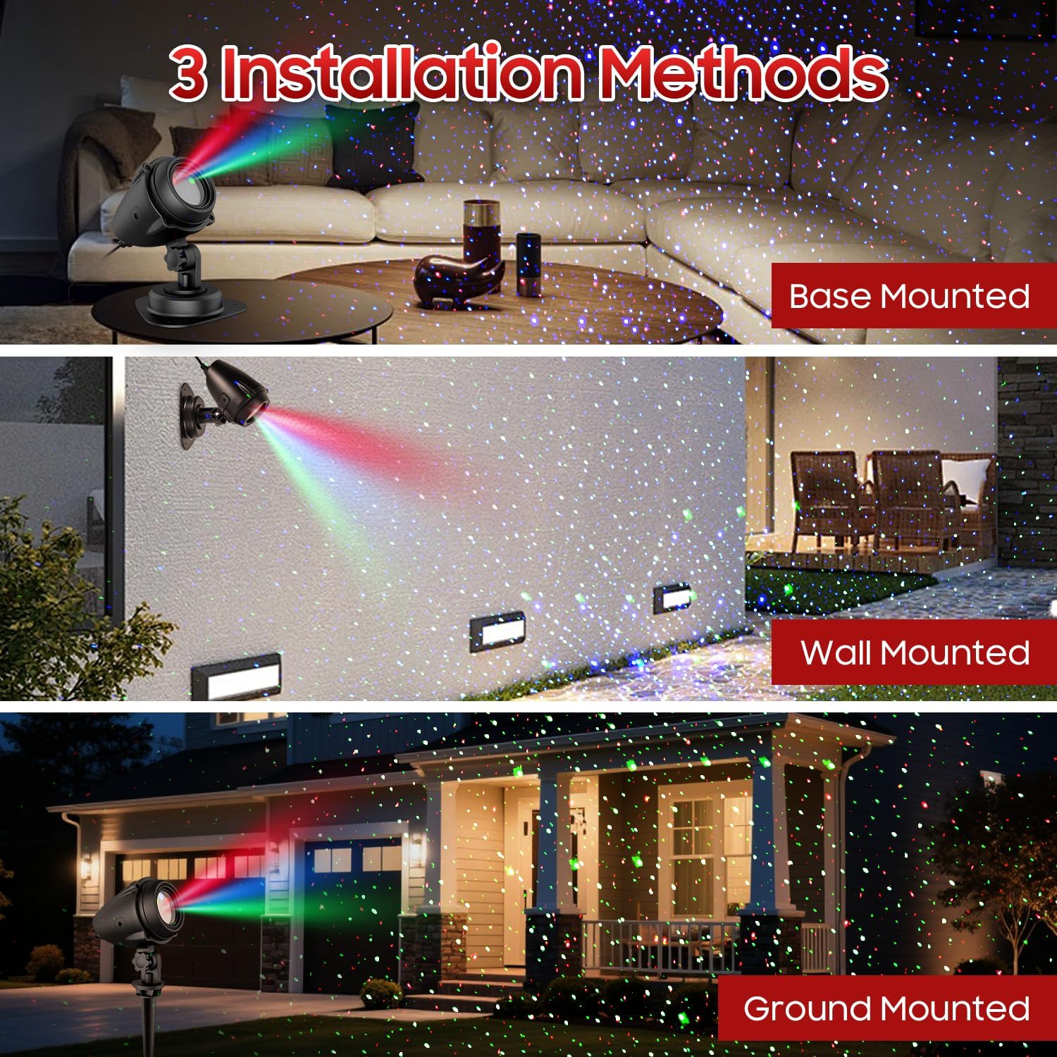 Outdoor Projector Lights, RGB Firefly Laser Lights Outdoor, IP65 Waterproof Garden Landscape Lighting for Yard House Patio Pool, Moving Galaxy Star Show for Summer Party Backyard Decorations