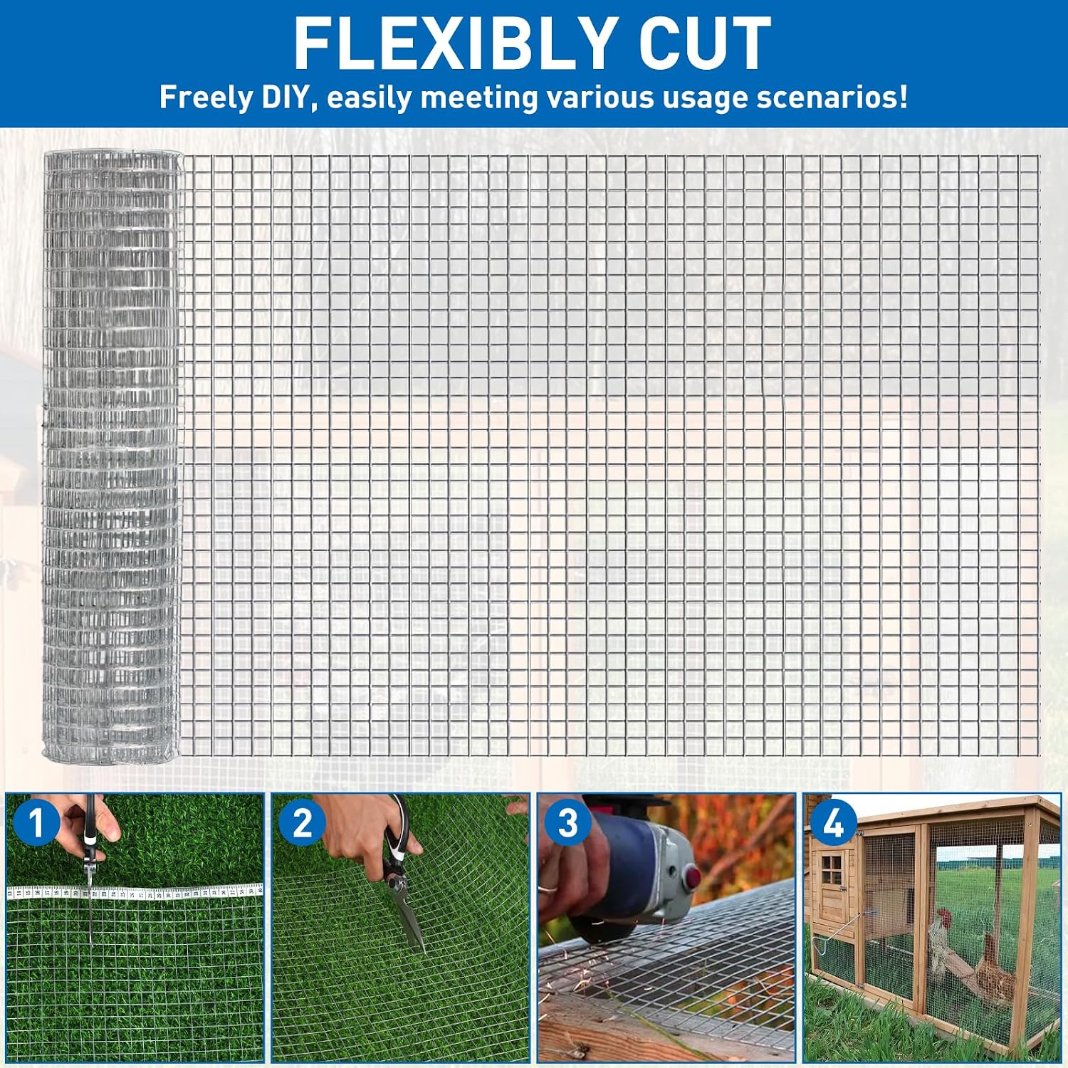 Hardware Cloth,Chicken Wire Fence,1/2 inch 15.7in x 6ft Galvanized Welded Cage Wire for Bird Wire Gopher Wire Rabbit Wire Snake Fence Poultry Netting Cage Screen