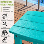 Y&M Outdoor Side Table, HIPS Adirondack Small Double Layer Table, Waterproof Square Balcony Modern End Tables for Patio, Pool, Beach, Porch, Deck, Indoor or Outdoor Use, Aruba Blue