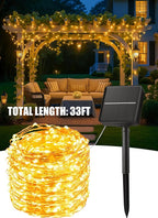 Minetom Solar String Lights for Outside, 6 Packs Total 198Ft 600 LED Outdoor Solar Fairy Lights, 8 Modes Balcony Lights for Tree Patio Christmas Party Wedding Decor (Warm White)