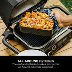 Ninja XSKCRISPBTEUK Woodfire Combo Crisper Basket, Compatible with Ninja Woodfire Electric BBQ Grill (OG700 Series), Half-Width Air Fry Basket, Official Accessory, Black
