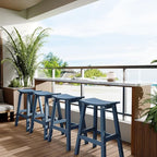 Stoog All-Weather Bar Stools Set of 2, 28" Height Outdoor Bar Stools with 400 lbs Weight Capacity, Low Maintenance, for Patio, Deck, Kitchen Counter, and Garden, Blue