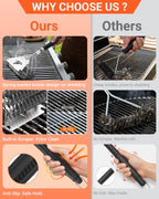 Lolifeve Grill Brush and Scraper, Bristle Free Grill Brush for Outdoor Grill, Safe Stainless Steel BBQ Grill Brush Comes with Non-Slip Handle for Gas, Charcoal & Cast Iron, Mens Gifts for Him