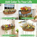 ZeeDix 36 Inch Trough Coconut Liners for Planters (2-Pack) - 100% Natural Coconut Coir Fiber Planter Liners Replacement for Window Boxes, Wall Baskets, Deck Flower Boxes, Garden Railing Fence Troughs