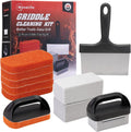 12 Pcs Griddle Cleaning Kit for Blackstone, Heavy Duty Grill Brush | Flat Top Grill Cleaning Kit with Grill Stone, Griddle Scraper & Griddle Brush, Easy to Remove Stain, BBQ Accessories