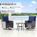 Kullavik 9 Pieces Outdoor Patio Furniture Set,PE Wicker Rattan Sectional Sofa Patio Conversation Sets with Swivel Rocking Chairs Set,Navy Blue