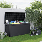 320 Gallon Waterproof Outdoor Storage Box,Large Resin Deck Box,Lockable Outside Storage Box Container for Patio Furniure,Garden,Tools (320 Gallon,Black)