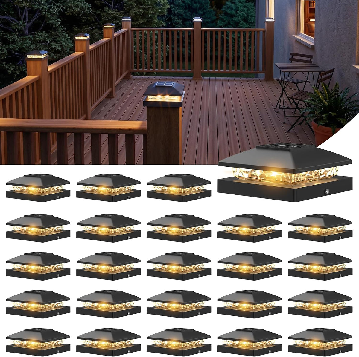 jofios 4x4 solar post cap light 24pack, 2, main product view