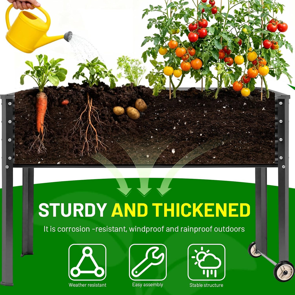 land guard 2 pack galvanized raised garden bed, side view