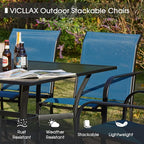 VICLLAX Patio Table and Chair Set of 8, All Weather Metal Round Outdoor Dining Furniture Set-53 Round Outdoor Table and Chairs, Black Tabletop