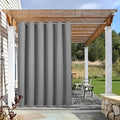 NICETOWN Outdoor Patio Curtains Extra Wide 84 in, Waterproof & Windproof Patio Shades, Rustproof Top and Bottom Grommet Thermal Insulated Drape for Porch/Cabana, Silver Gray, 2 Pieces, W84 x L84