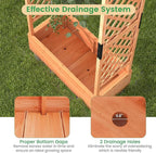 Giantex 2 Pcs Raised Garden Bed with Trellis & Hanging Roof, Wood Planter Box with Bottom & Drainage Holes, Freestanding Garden Planter for Flower Vegetable Fruit Herb Climbing Vines, 43.5"x17.5"x72"