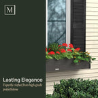 Mayne Horizon 4FT Window Box Planter – Modern Rectangular Faux Wood Grain Design for Windows, Durable All-Season Outdoor Flower Box with Drainage, Easy Installation