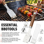 grill set, grill tools for outdoor grill utensils, side view
