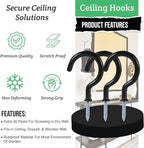 30 pcs Ceiling Hooks for Hanging Plants, Cups, Utensils and Lights - 1-1/4 inches Black Vinyl Coated Screw in Plant and Under Cabinet Cup Hooks for Wooden and Drywall with Anchors