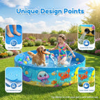Foldable Kiddie Pool with Canopy 47IN Baby Swimming Pool for Kids | 47IN Toddler Baby Pool with UPF 50+ Shade, Carry Bag Non-Slip, Non-Inflatable Portable Water Play Pool for Backyard Beach