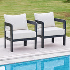 Outdoor Furniture Set, Metal Patio Conversation Set with 6" Thick Cushions, Outdoor Couch Sofa and Patio Chairs Set for Backyard Porch Balcony, White